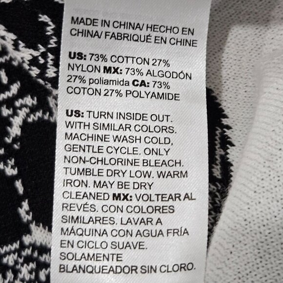 Chico's Size Large Black & White Floral V-Neck Career Tank Sleeveless Top - Picture 5 of 6